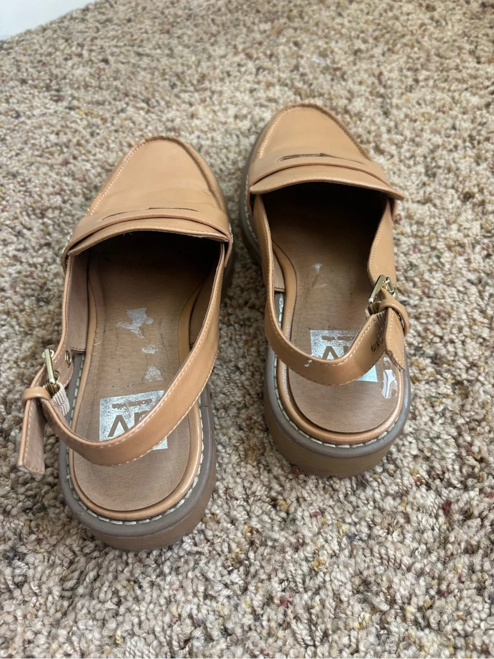 Women's Tan Slingback Loafers - Picture 6 of 7